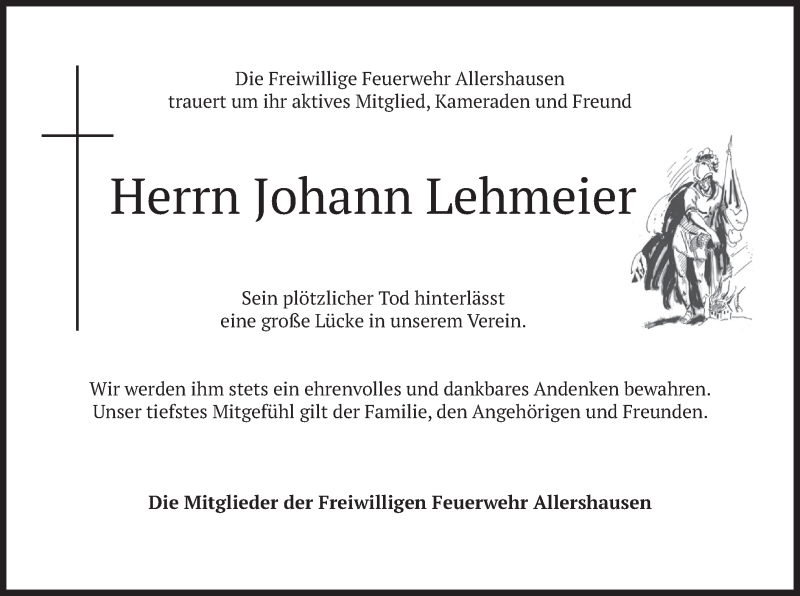  Traueranzeige für Johann Lehmeier vom 11.06.2021 aus merkurtz