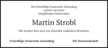 Traueranzeige von Martin Strobl