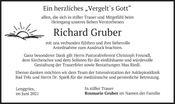 Traueranzeige von Richard Gruber von merkurtz