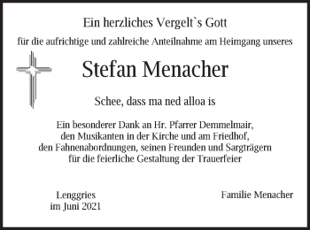 Traueranzeige von Stefan Menacher von merkurtz