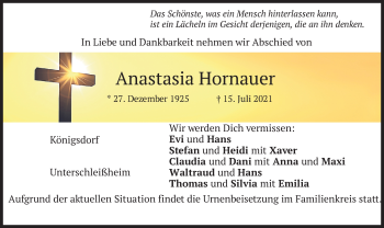 Traueranzeige von Anastasia Hornauer von merkurtz