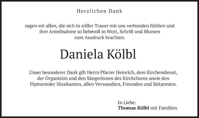  Traueranzeige für Daniela Kölbl vom 31.07.2021 aus merkurtz