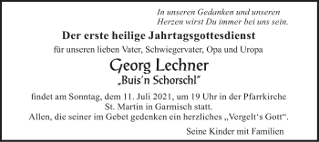 Traueranzeige von Georg Lechner