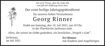 Traueranzeige von Georg Rinner von merkurtz