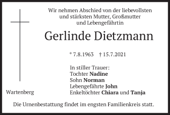 Traueranzeige von Gerlinde Dietzmann von merkurtz