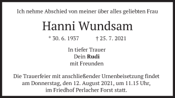 Traueranzeige von Hanni Wundsam von merkurtz
