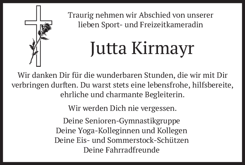  Traueranzeige für Jutta Kirmayr vom 17.07.2021 aus merkurtz