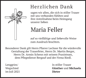 Traueranzeige von Maria Feller von merkurtz