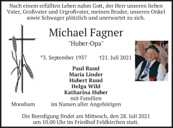 Traueranzeige von Michael Fagner von merkurtz