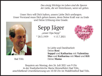 Traueranzeige von Sepp Jäger von merkurtz
