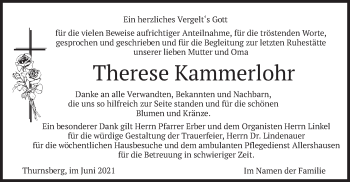 Traueranzeige von Therese Kammerlohr von merkurtz
