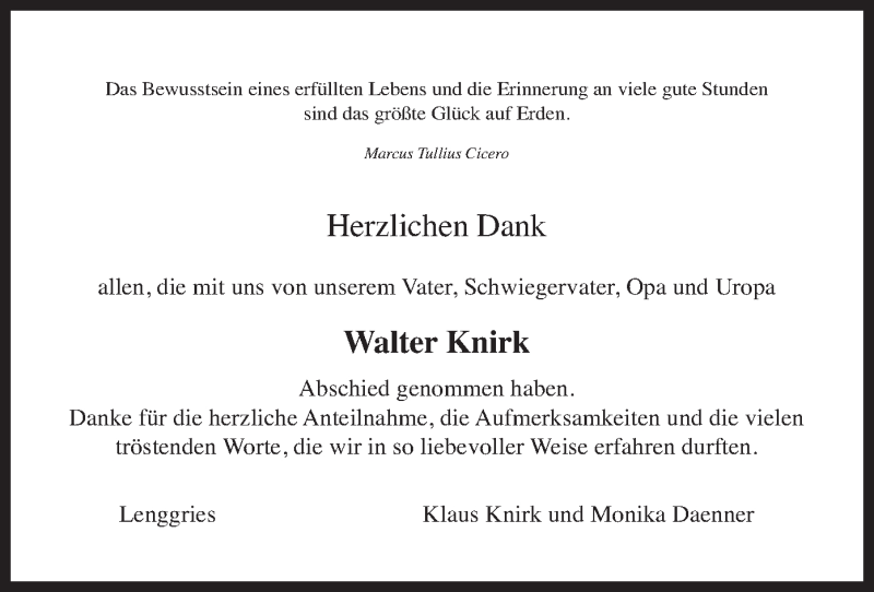  Traueranzeige für Walter Knirk vom 02.07.2021 aus merkurtz