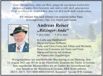 Gedenkkerzen Von Andreas Reiser | Trauer.merkur.de