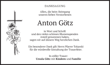 Traueranzeige von Anton Götz von merkurtz