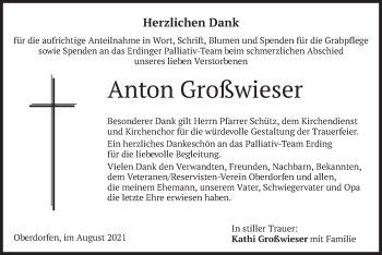 Traueranzeige von Anton Großwieser von merkurtz