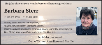 Traueranzeige von Barbara Sterr von merkurtz
