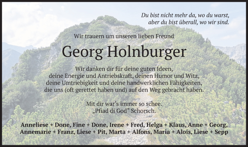  Traueranzeige für Georg Holnburger vom 07.08.2021 aus merkurtz