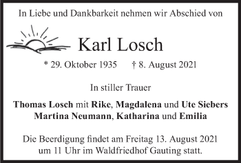 Traueranzeige von Karl Losch von merkurtz