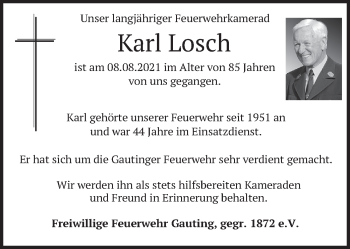 Traueranzeige von Karl Losch von merkurtz