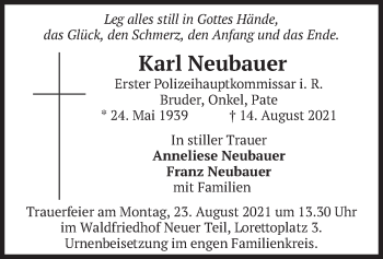 Traueranzeige von Karl Neubauer von merkurtz