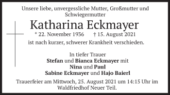 Traueranzeige von Katharina Eckmayer von merkurtz