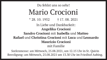 Traueranzeige von Mario Crocioni von merkurtz