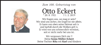 Traueranzeige von Otto Eckert von merkurtz