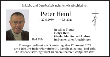 Traueranzeige von Peter Heinl von merkurtz
