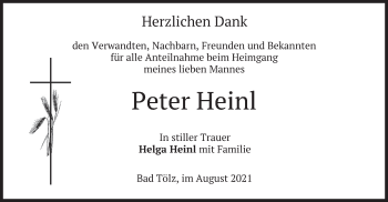 Traueranzeige von Peter Heinl von merkurtz