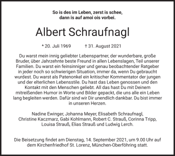 Traueranzeige von Albert Schraufnagl von merkurtz