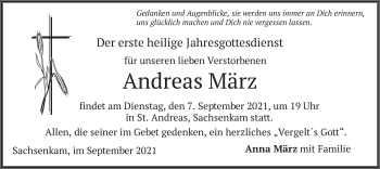 Traueranzeige von Andreas März von merkurtz