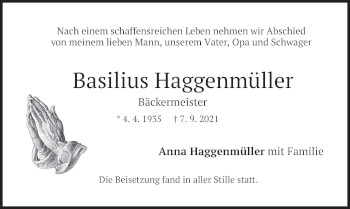 Traueranzeige von Basilius Haggenmüller von merkurtz