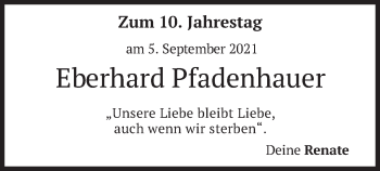 Traueranzeige von Eberhard Pfadenhauer von merkurtz