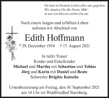 Traueranzeigen von Edith Hoffmann | trauer.merkur.de