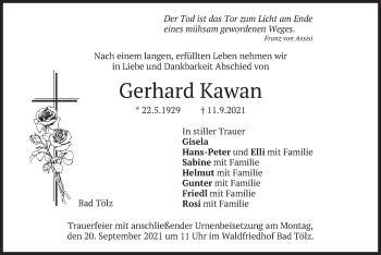 Traueranzeige von Gerhard Kawan von merkurtz