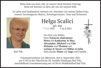 Traueranzeige von Helga Scalici von merkurtz