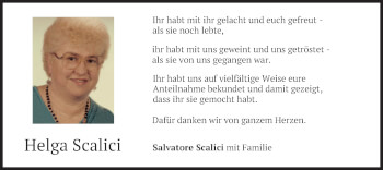 Traueranzeige von Helga Scalici von merkurtz