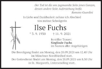 Traueranzeige von Ilse Fuchs von merkurtz