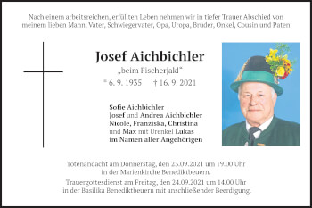 Traueranzeigen von Josef Aichbichler trauer.merkur.de