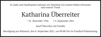 Traueranzeige von Katharina Überreiter von merkurtz