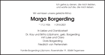 Traueranzeige von Marga Borgerding von merkurtz