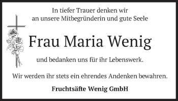 Traueranzeige von Maria Wenig von merkurtz