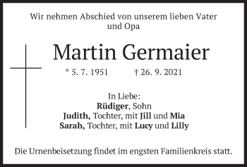 Traueranzeige von Martin Germaier von merkurtz