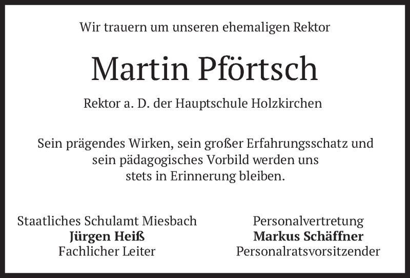  Traueranzeige für Martin Pförtsch vom 22.09.2021 aus merkurtz