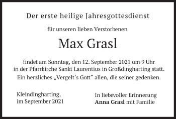 Traueranzeige von Max Grasl von merkurtz