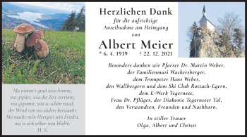 Traueranzeige von Albert Meier von merkurtz