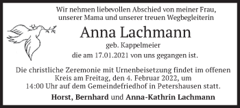 Traueranzeige von Anna Lachmann von merkurtz