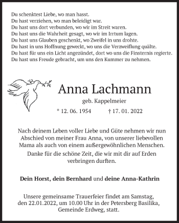 Traueranzeige von Anna Lachmann von merkurtz