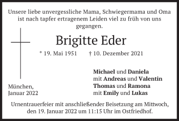 Traueranzeige von Brigitte Eder von merkurtz