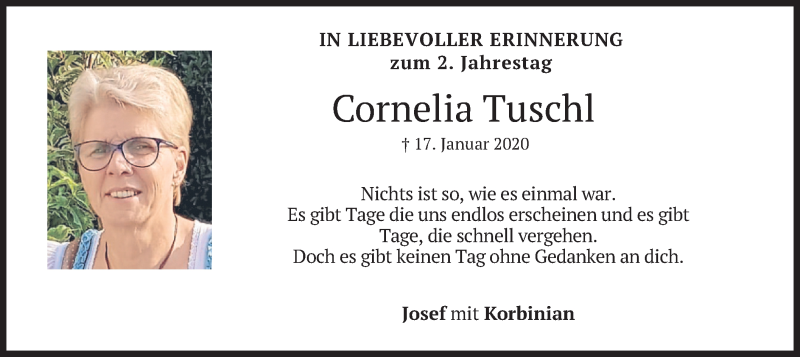 Traueranzeige für Cornelia Tuschl vom 17.01.2022 aus merkurtz